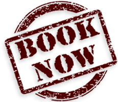 Red 'BOOK NOW' stamp for urgent reservations.