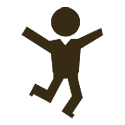 Simple silhouette of a person jumping joyfully.
